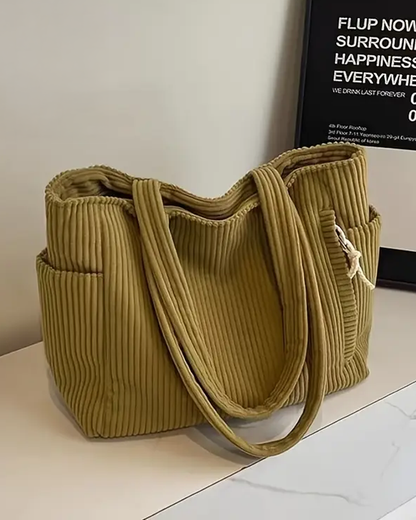 Yoshi – Ribbed Tote Bag with Cord Detail