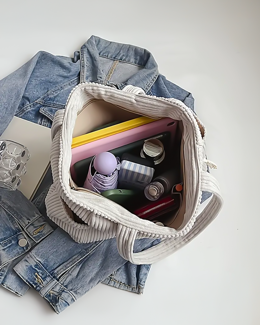 Yoshi – Ribbed Tote Bag with Cord Detail