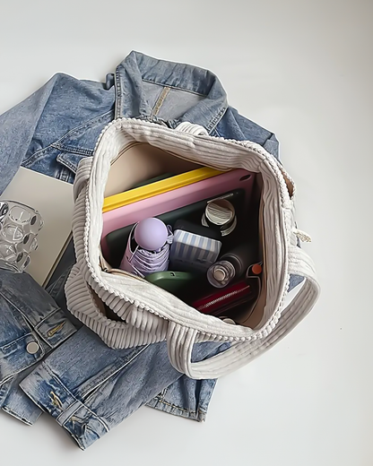 Yoshi – Ribbed Tote Bag with Cord Detail