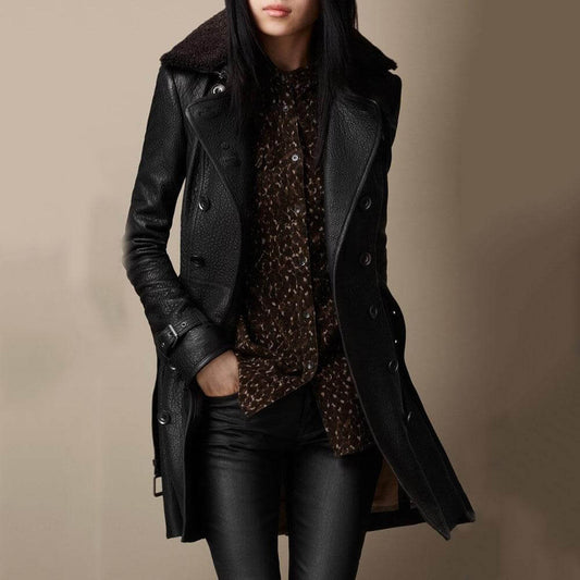 Emma | Elegant 3/4 Leather Coat